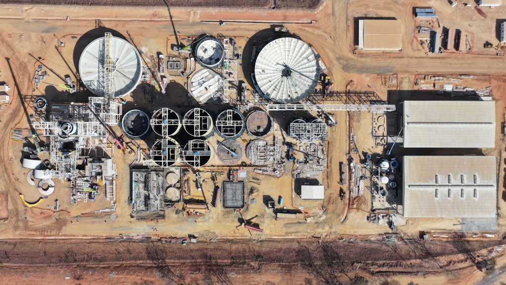 Aerial view of mine project construction site