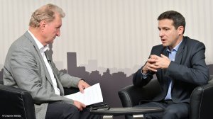  Dassault Systèmes Geovia Brand CEO Raoul Jacquand (right) interviewed by Mining Weekly Online's Martin Creamer
