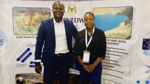 ITASACA Africa’s Wadzanai Chimhanda and Hugues Nkulu at their exhibition stand at the DRC Mining Week