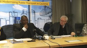 Gauteng Roads and Transport MEC Jacob Mamabolo and Gautrain Management Agency CEO Jack van der Merwe