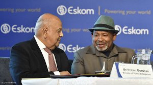 Public Enterprises Minister Pravin Gordhan & Eskom chairperson, interim CEO Jabu Mabuza