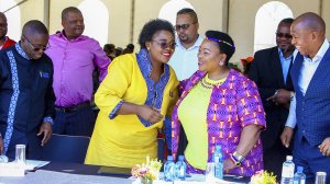 Tourism Minister Mmamoloko Kubayi-Ngubane and KZN MEC For Economic Development and Environmental Affairs Nomusa Dube-Ncube at the World Tourism Day Celebrations held at the Nelson Mandela Capture Site 