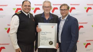 From the left are Captain Brynn Adamson (Harbour Master), Pilot Bernard Murphy and Rajesh Dana (Port Manager of the Port of PE) at the company’s long service awards celebration 