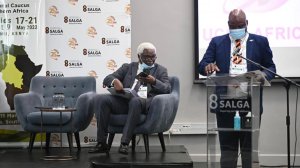 Image of President of SALGA Clr Bheke Stofle addressing the SARO meeting