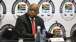 Image of former president Jacob Zuma while appearing at the State capture commission 