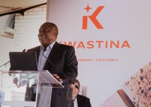 Image of President Cyril Ramaphosa launching the official opening of Kwastina Corobrik factory 