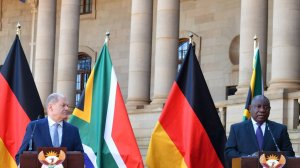 German Chancellor Olaf Scholz and President Cyril Ramaphosa during an official visit