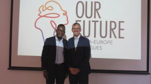 Image of French Ambassador to South Africa Aurélien Lechevallier with Play Africa MD Rongedzayi Fambasayi