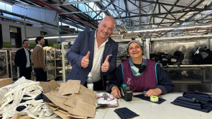 Image of Mayoral Committee member for Economic Growth, Alderman James Vos with TGF employee Anthea Manual