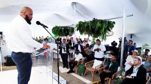 Image of KZN MEC for EDTEA and Leader of Business Siboniso Duma at launch of a new FutureLife facility in Durban 