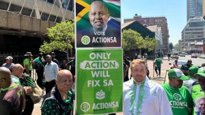 Mashaba unveils ActionSA election posters outside symbolic Carlton Centre