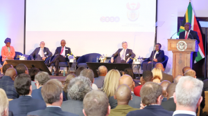 President Cyril Ramaphosa addressing the relaunch of the partnership between government and business at the IDC's offices in Johannesburg