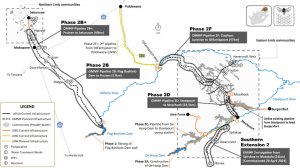 A map showing the location of the various OMMP infrastructure