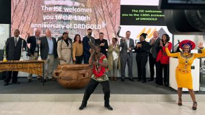 DRDGOLD's 130th anniversary celebration at the Johannesburg Stock Exchange.