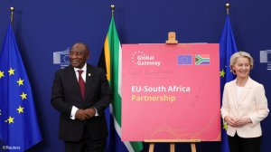 An image of South African President Cyril Ramaphosa and European Commission President Ursula von der Leyen 