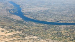 An aerial view of the River Nile valley