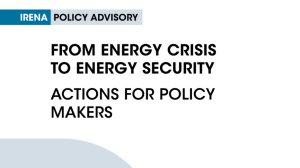  From energy crisis to energy security: Actions for policy makers 