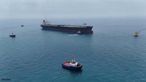 An oil tanker at sea