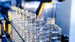 Plastic bottles being manufactured