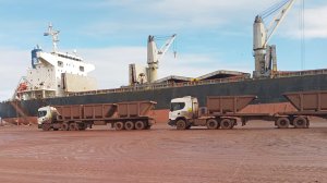 Manganese ore export activity.